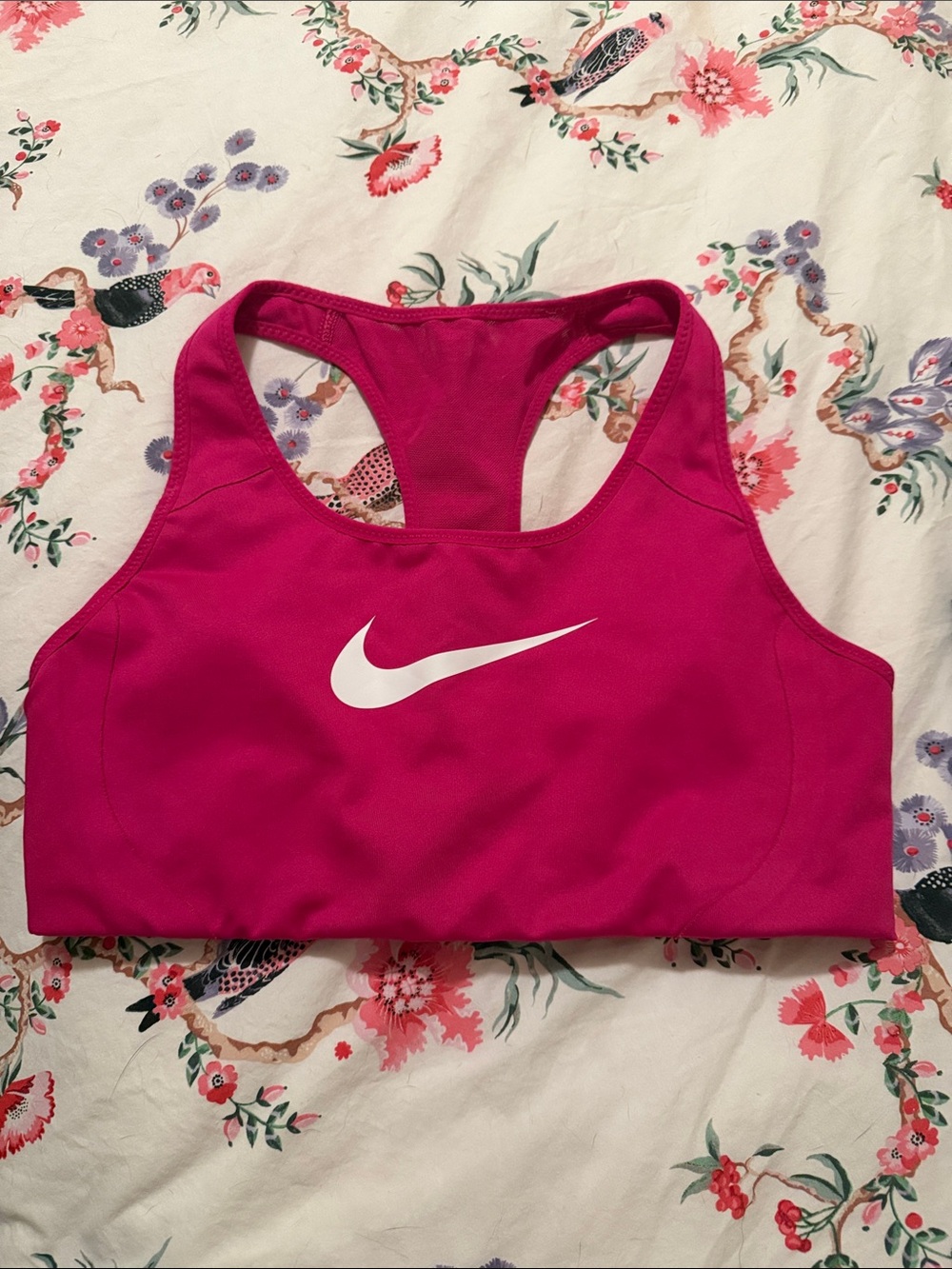 Nike Magenta Racerback Sports Bra with White Swoosh